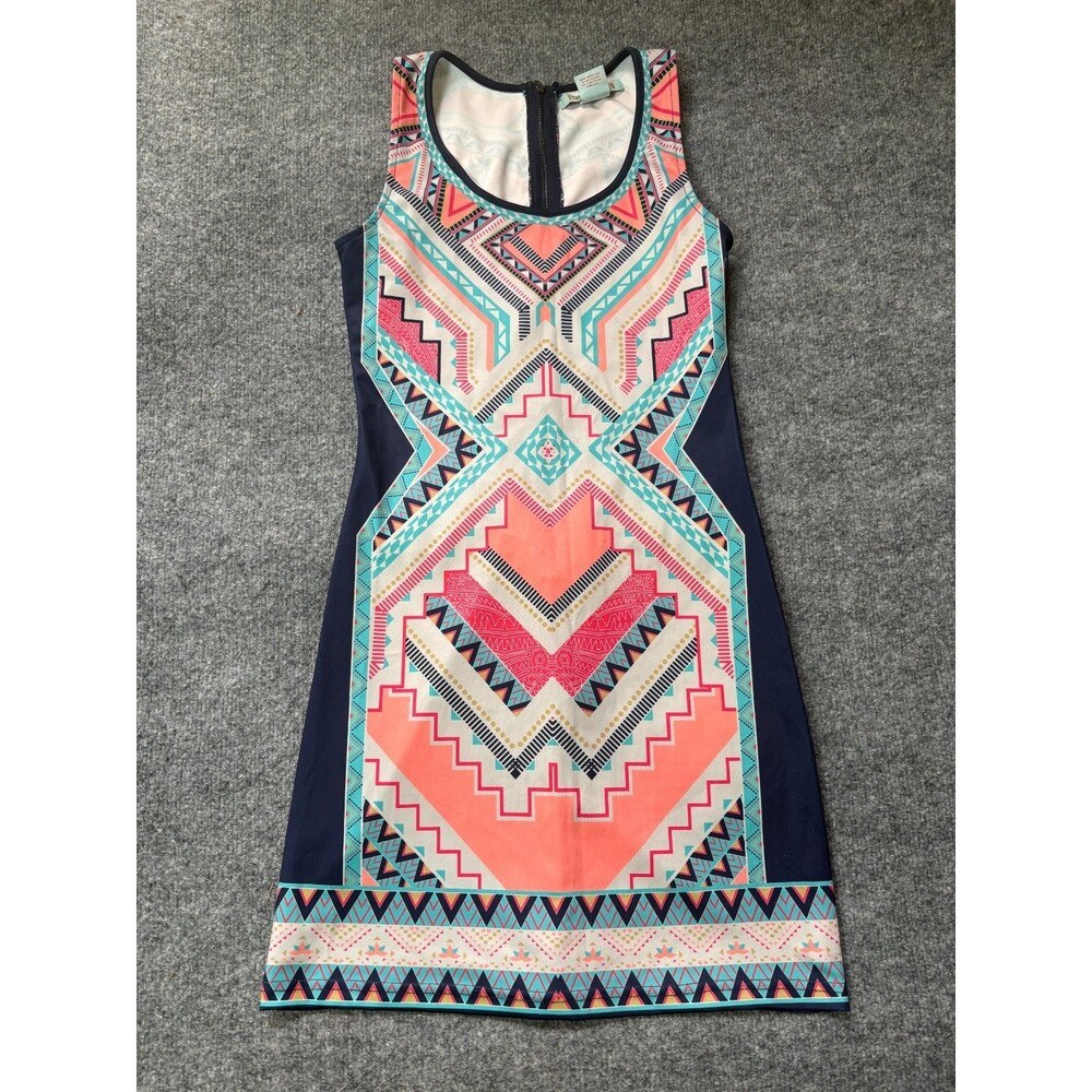 Flying Tomato Dress Women's Medium Sleeveless Above Knee Aztec Print Boho Zip